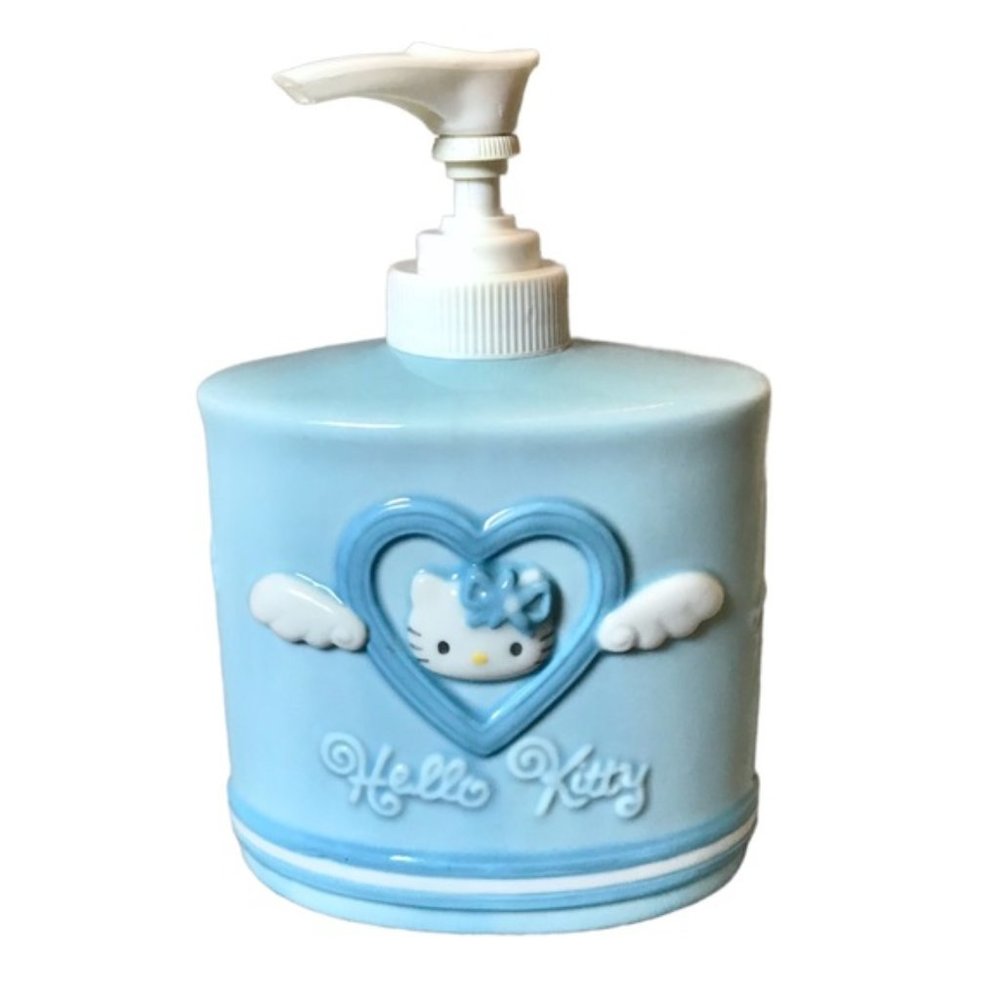 RARE 2001 Hello Kitty Blue Angel Sanrio collectible bath set soap dispenser pump